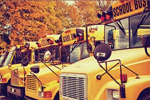 a fleet of propane powered school buses