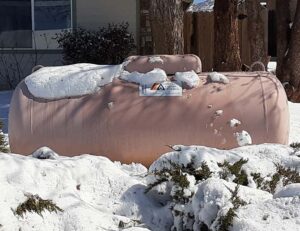 Tehachapi propane tank in snow