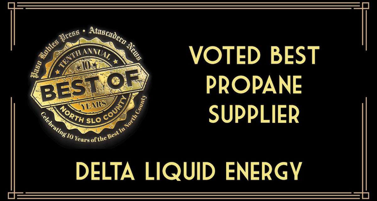 A graphic displaying Delta Liquid Energy's reward for being a best company in San Luis North County in 2021.