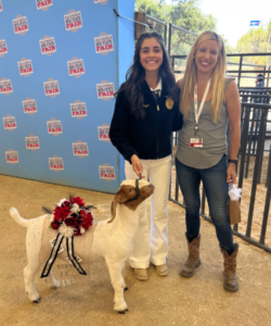 Ashley Hagen - Supreme Market Goat Champion at 2023 California Mid-State Fair livestock auction with purchaser Allison Platz-Velazquez with Delta Liquid Energy. Delta Liquid Energy supports local 4H and FFA youth every year.