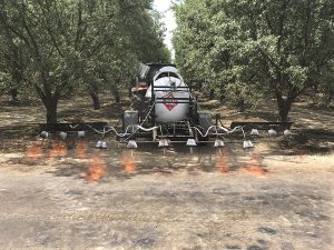 orchard propane powered flame rig for agricultural harvest