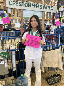 Delta Liquid Energy Buys Pig from Adelaide Johnson with Creston 4-H at California Mid-State Fair
